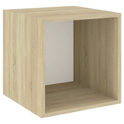 Veggskap Hvit 4 stk 37x37x37 cm Sonoma Eik
