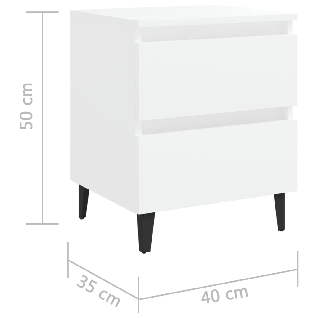 Nattbord Sengbord Hvit 40x35x50 cm