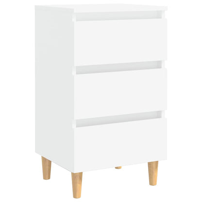 Nattbord Sengbord Hvit med ben i heltre 40x35x69 cm