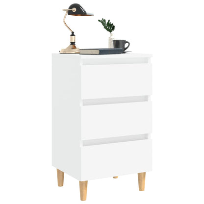 Nattbord Sengbord Hvit med ben i heltre 40x35x69 cm