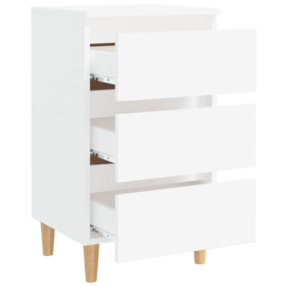 Nattbord Sengbord Hvit med ben i heltre 40x35x69 cm