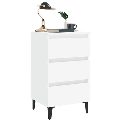 Nattbord Sengbord Hvit med metallben 40x35x69 cm