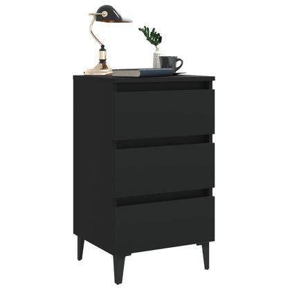 Nattbord Sengbord Svart med metallben 40x35x69 cm