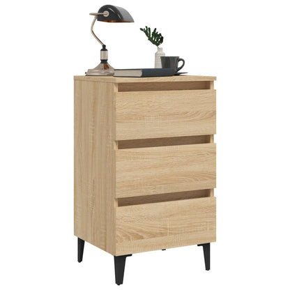 Nattbord Sengbord Sonoma Eik med metallben 40x35x69 cm