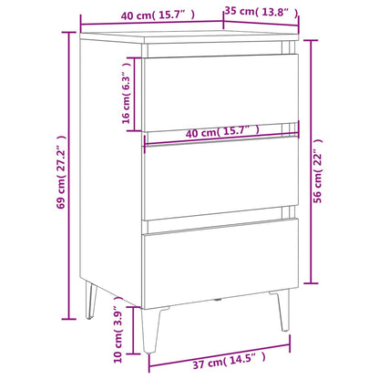 Nattbord Sengbord Sonoma Eik med metallben 40x35x69 cm