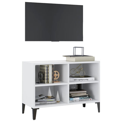 TV-Møbel Hvit Tv-benk med metallben 69,5x30x50 cm