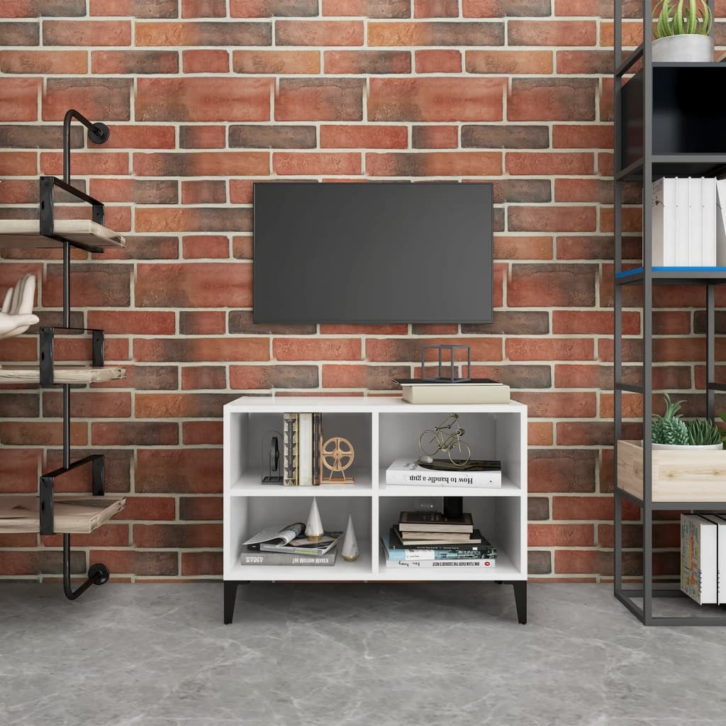 TV-Møbel Hvit Tv-benk med metallben 69,5x30x50 cm