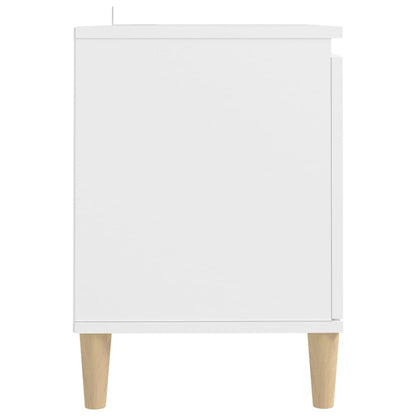 TV-Møbel Hvit TV-benk med ben i heltre 103,5x35x50 cm