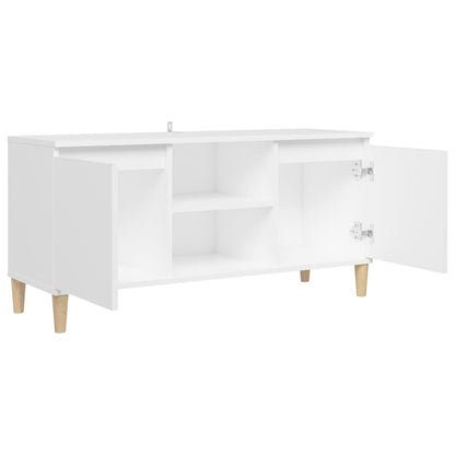 TV-Møbel Hvit TV-benk med ben i heltre 103,5x35x50 cm