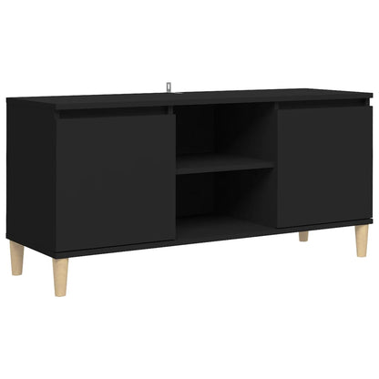 TV-Møbel Svart TV-benk med ben i heltre 103,5x35x50 cm
