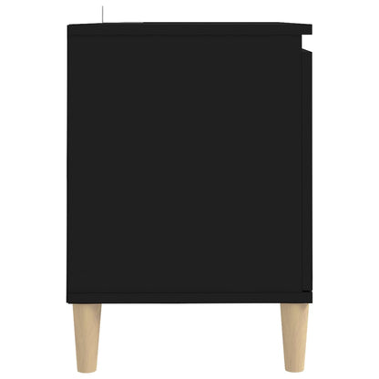 TV-Møbel Svart TV-benk med ben i heltre 103,5x35x50 cm