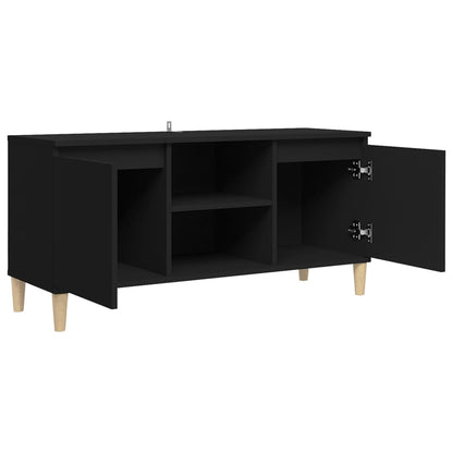 TV-Møbel Svart TV-benk med ben i heltre 103,5x35x50 cm