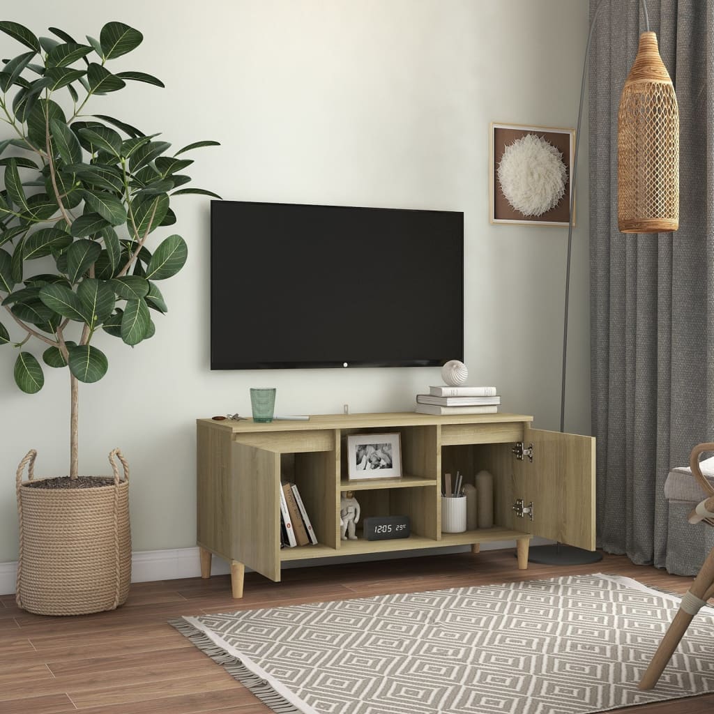 TV-Møbel Sonoma Eik TV-benk med ben i heltre 103,5x35x50 cm