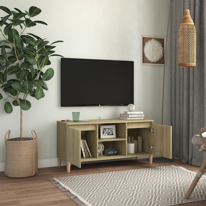 TV-Møbel Sonoma Eik TV-benk med ben i heltre 103,5x35x50 cm