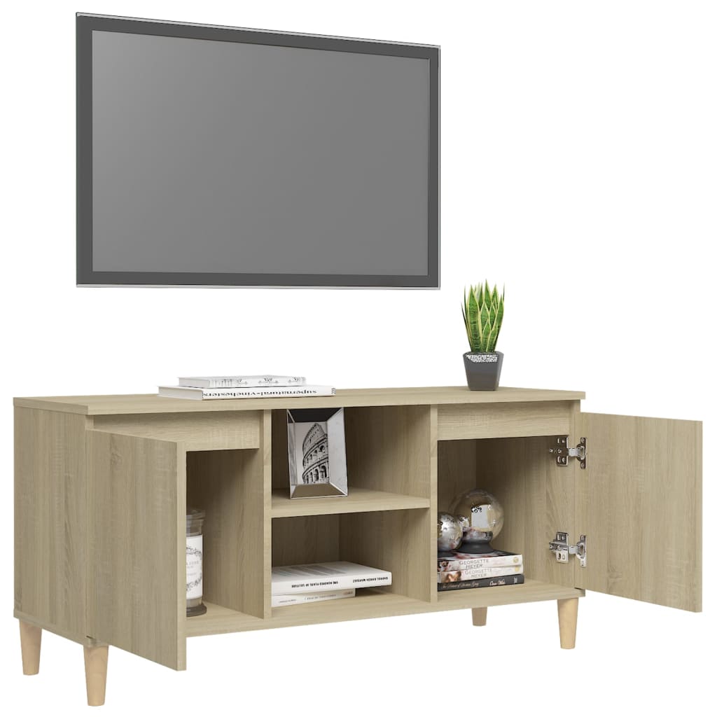 TV-Møbel Sonoma Eik TV-benk med ben i heltre 103,5x35x50 cm