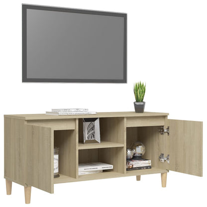 TV-Møbel Sonoma Eik TV-benk med ben i heltre 103,5x35x50 cm