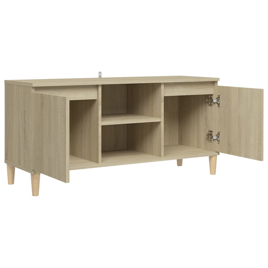 TV-Møbel Sonoma Eik TV-benk med ben i heltre 103,5x35x50 cm