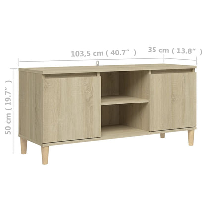 TV-Møbel Sonoma Eik TV-benk med ben i heltre 103,5x35x50 cm