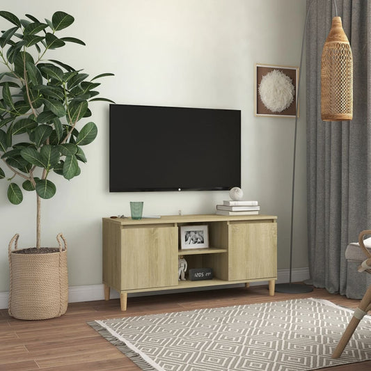 TV-Møbel Sonoma Eik TV-benk med ben i heltre 103,5x35x50 cm
