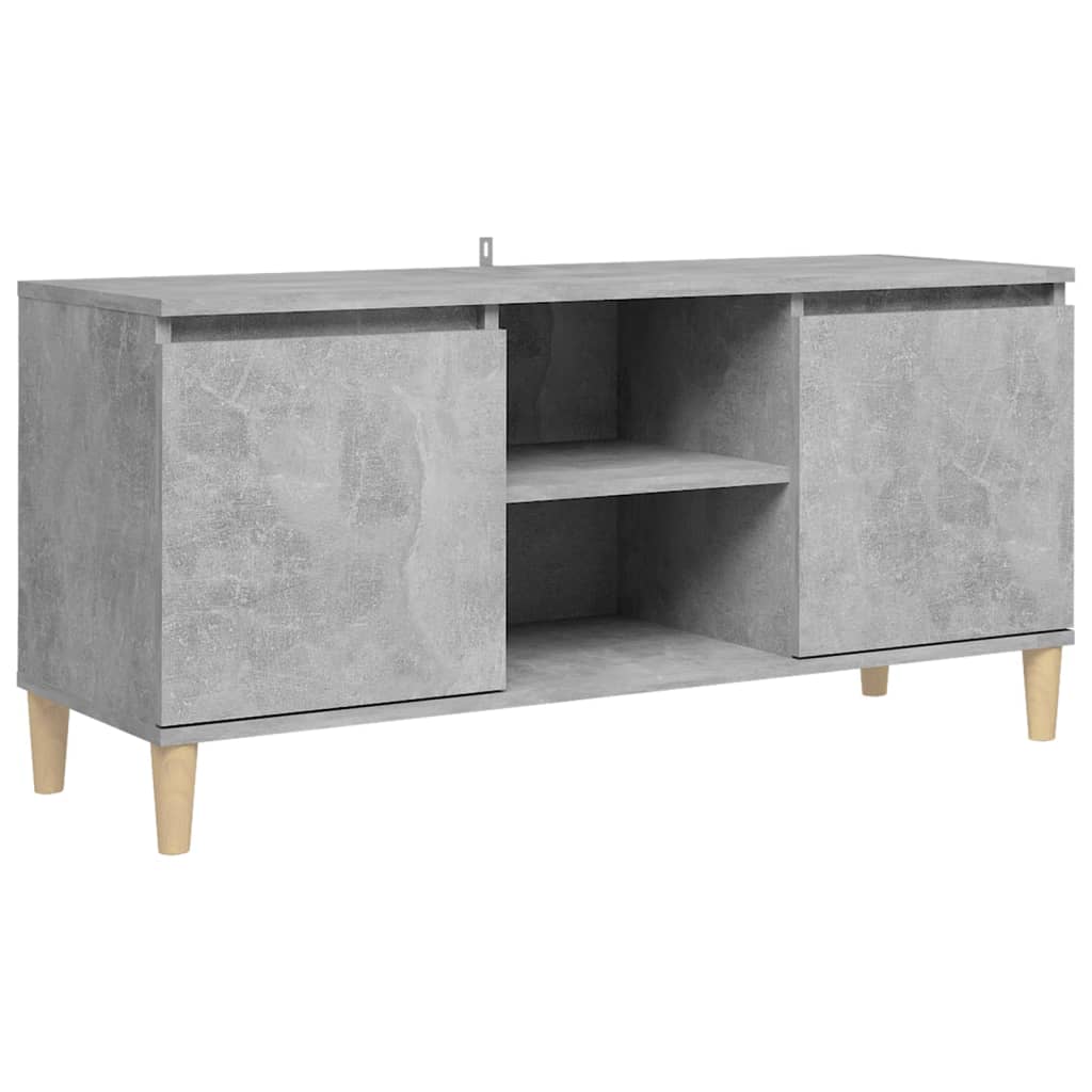 TV-Møbel Betonggrå TV-benk med ben i heltre 103,5x35x50 cm