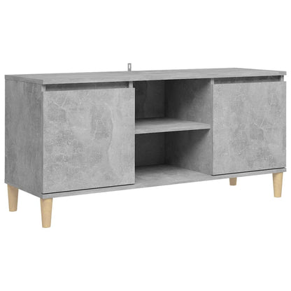 TV-Møbel Betonggrå TV-benk med ben i heltre 103,5x35x50 cm