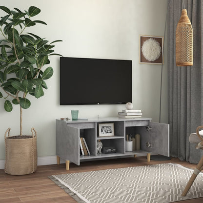 TV-Møbel Betonggrå TV-benk med ben i heltre 103,5x35x50 cm