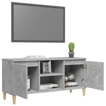 TV-Møbel Betonggrå TV-benk med ben i heltre 103,5x35x50 cm
