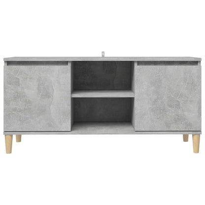 TV-Møbel Betonggrå TV-benk med ben i heltre 103,5x35x50 cm