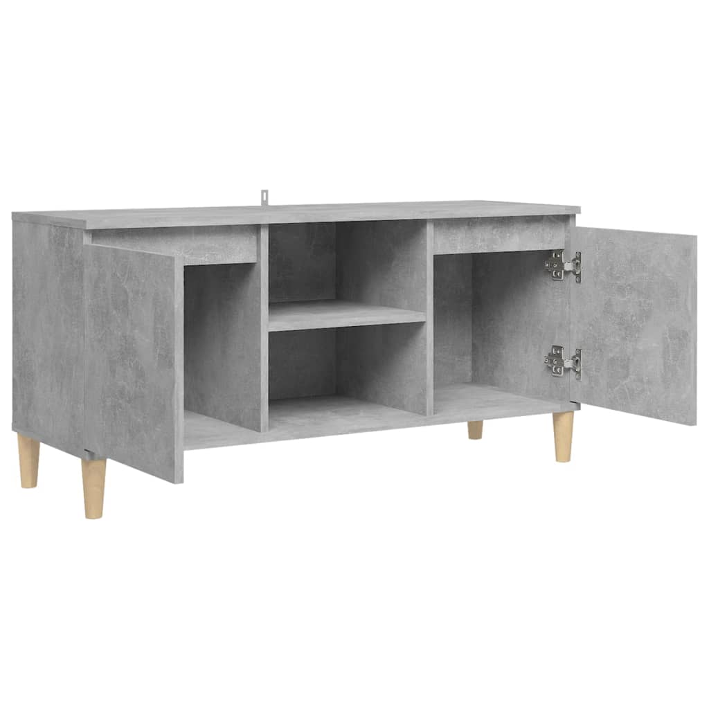 TV-Møbel Betonggrå TV-benk med ben i heltre 103,5x35x50 cm