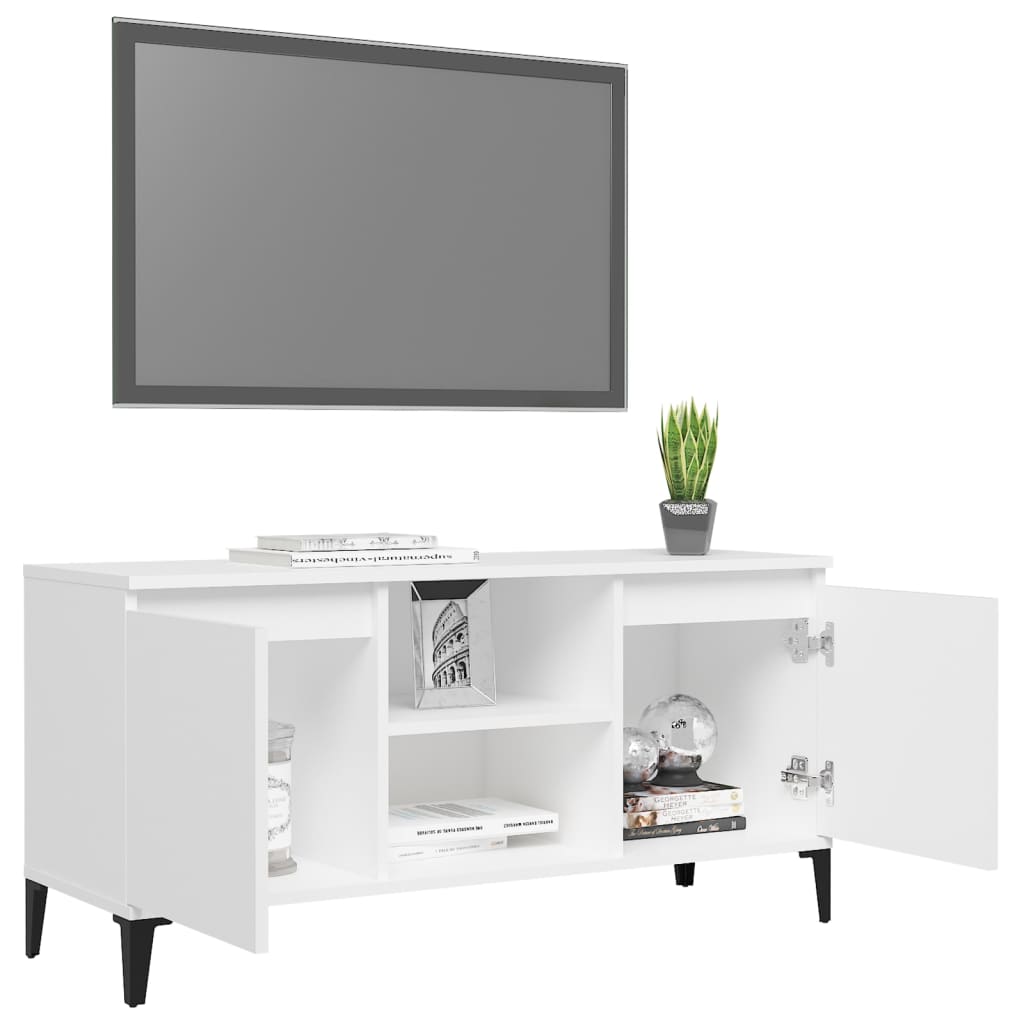 TV-Møbel Hvit TV-benk med metallben 103,5x35x50 cm