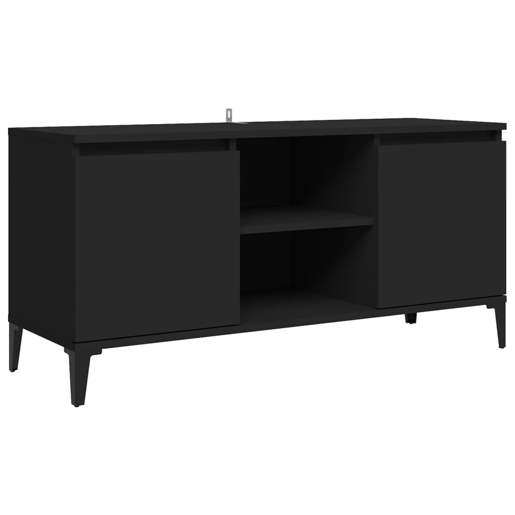 TV-Møbel Svart TV-benk med metallben 103,5x35x50 cm