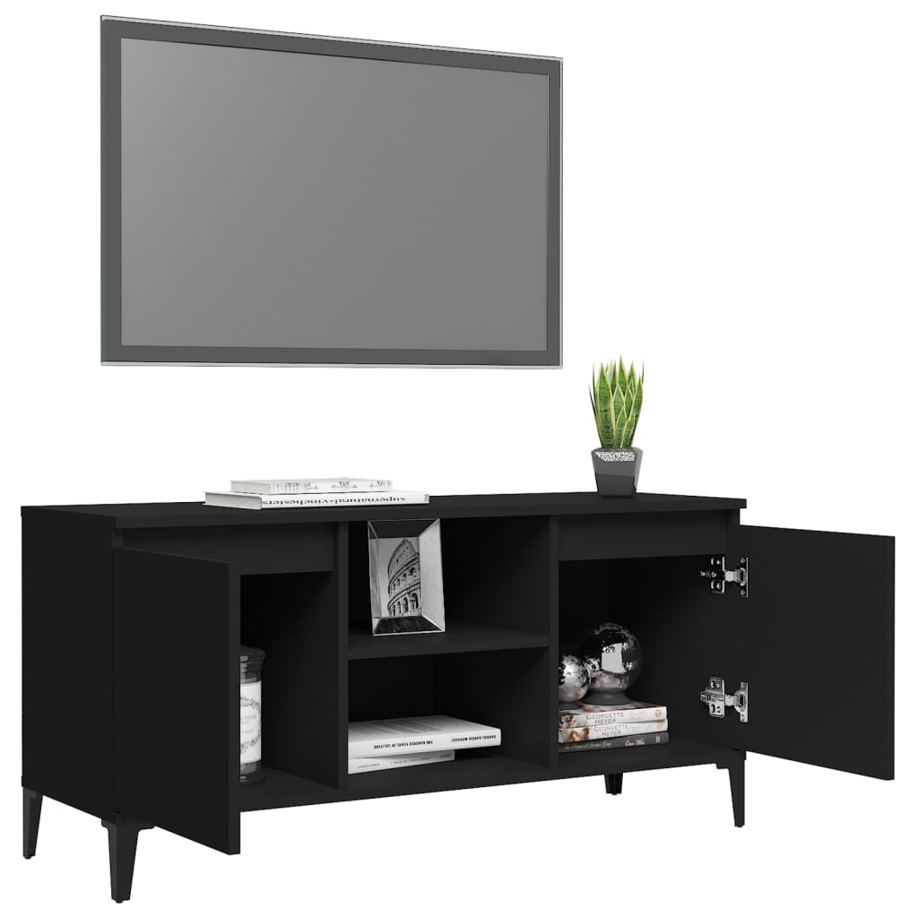 TV-Møbel Svart TV-benk med metallben 103,5x35x50 cm