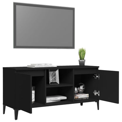 TV-Møbel Svart TV-benk med metallben 103,5x35x50 cm