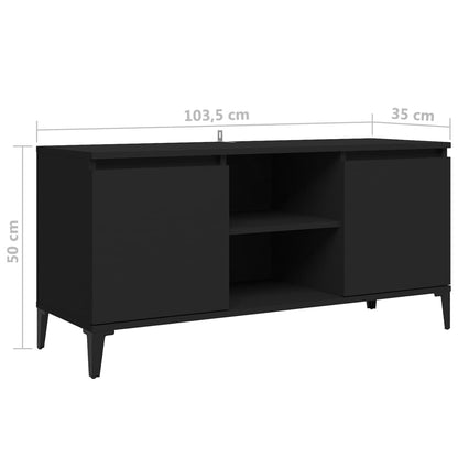 TV-Møbel Svart TV-benk med metallben 103,5x35x50 cm