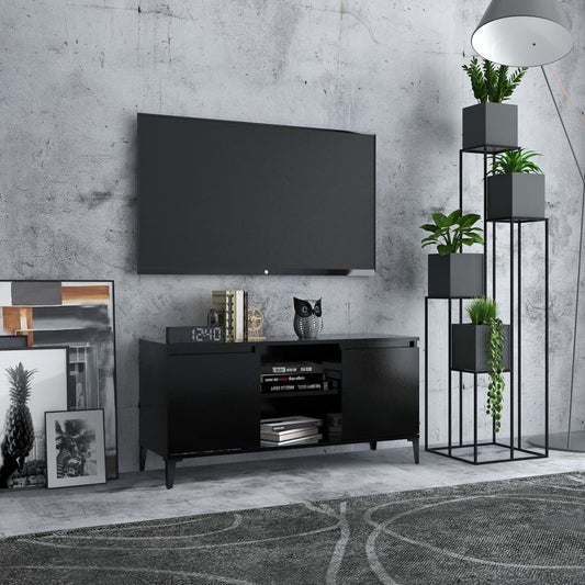 TV-Møbel Svart TV-benk med metallben 103,5x35x50 cm