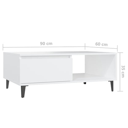 Salongbord Sofabord Hvit 90x60x35 cm