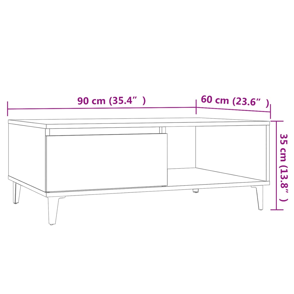 Salongbord Sofabord Betonggrå 90x60x35 cm