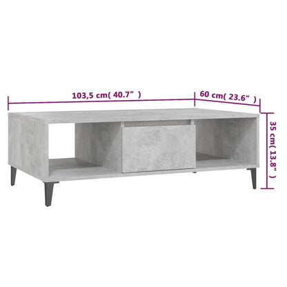 Salongbord Sofabord Betonggrå 103,5x60x35 cm