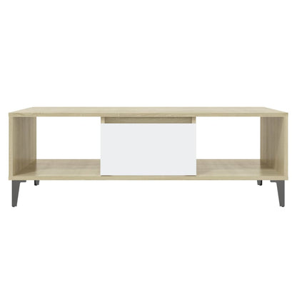 Salongbord Sofabord Hvit og Sonoma Eik 103,5x60x35 cm