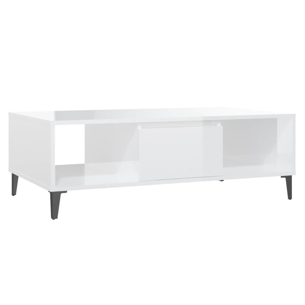 Salongbord Sofabord Høyglans Hvit 103,5x60x35 cm