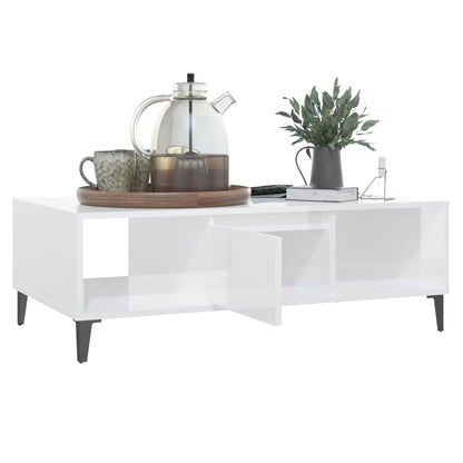 Salongbord Sofabord Høyglans Hvit 103,5x60x35 cm