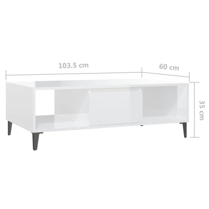 Salongbord Sofabord Høyglans Hvit 103,5x60x35 cm