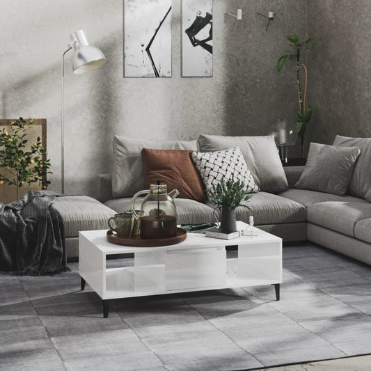 Salongbord Sofabord Høyglans Hvit 103,5x60x35 cm