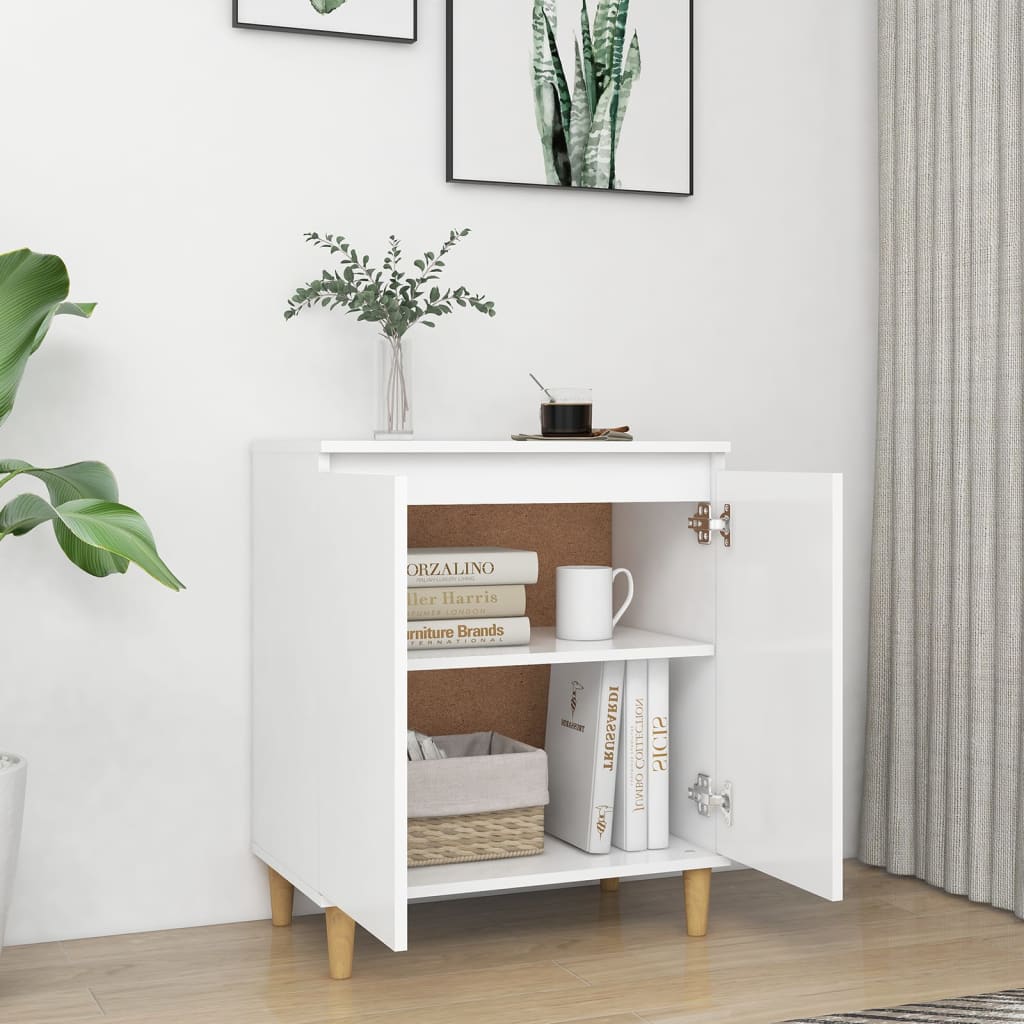 Skjenk Hvit med ben i heltre 60x35x70 cm