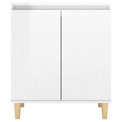 Skjenk Høyglans Hvit med ben i heltre 60x35x70cm