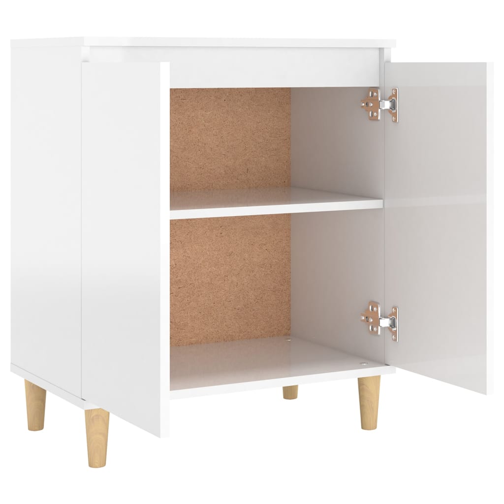 Skjenk Høyglans Hvit med ben i heltre 60x35x70cm