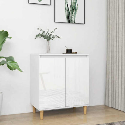 Skjenk Høyglans Hvit med ben i heltre 60x35x70cm