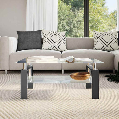 Salongbord Sofabord Svart og gjennomsiktig 95x55x40 cm herdet glass