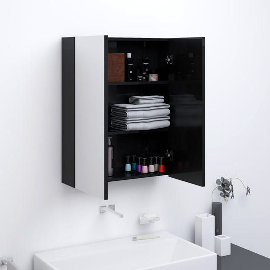 Baderomsspeil Speilskap til bad 60x15x75 cm skinnende Svart