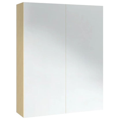 Baderomsspeil Speilskap til bad 60x15x75 cm Hvit og Eik